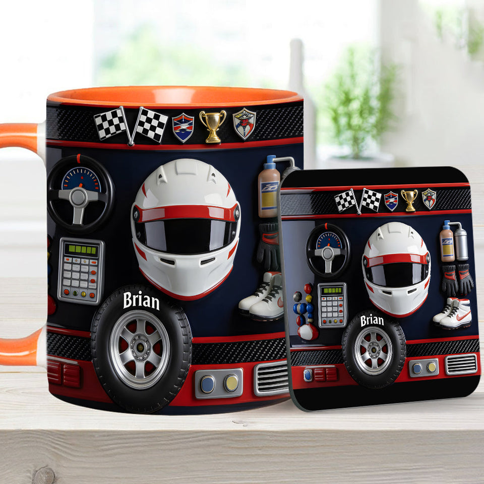 Born to Race - Personalized Racing Accent Mug & Coaster