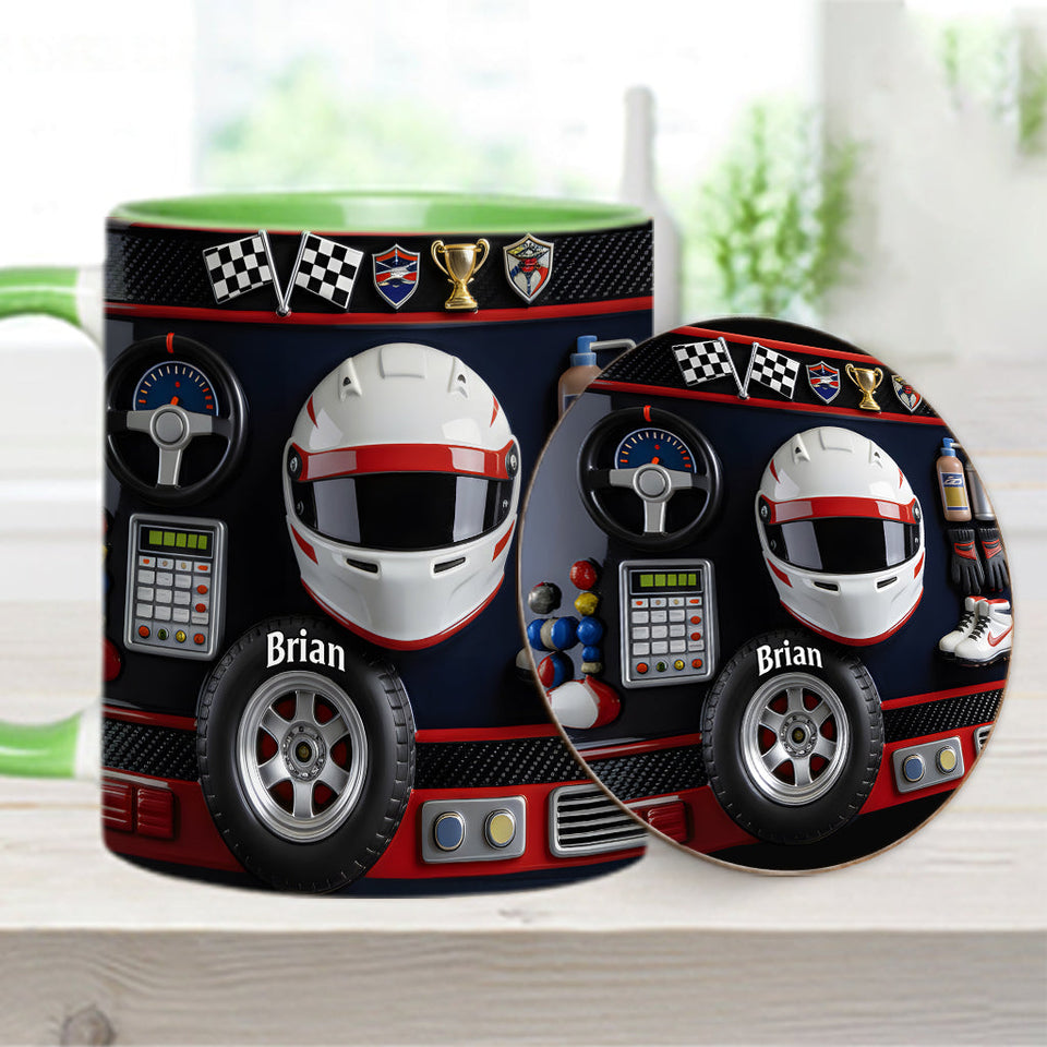 Born to Race - Personalized Racing Accent Mug & Coaster