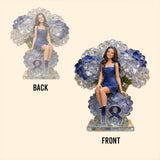 Girl And Flowers - Gifts For Daughter, Wife, Girlfriend, Mom, Grandma - Personalized Birthday Custom Shaped Acrylic Plaque