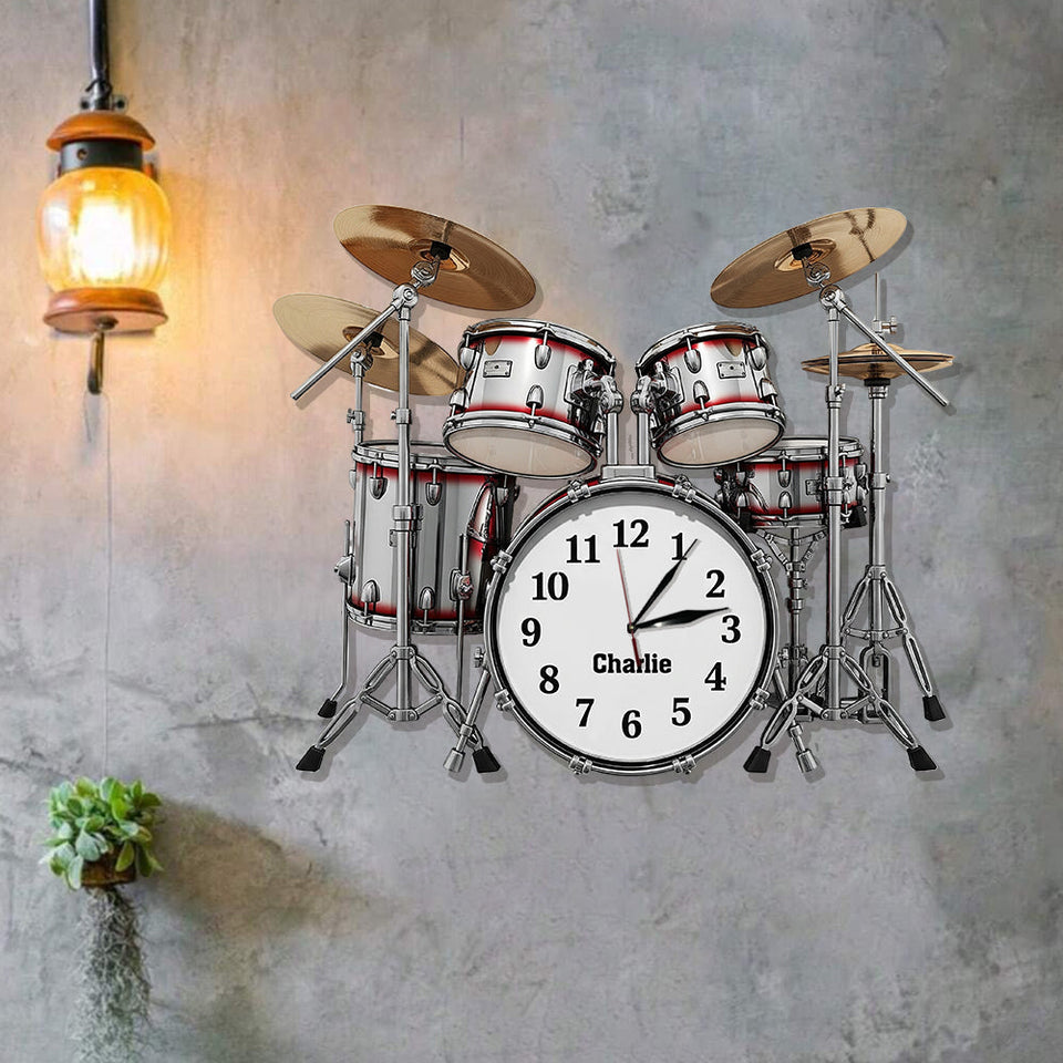 Time To Play Drum - Personalized Drummer LED Light Wall Clock