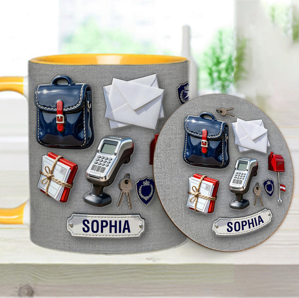 World Okayest Postal Worker - Personalized Postal Worker Accent Mug & Coaster