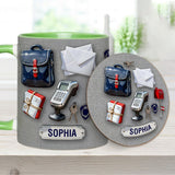 World Okayest Postal Worker - Personalized Postal Worker Accent Mug & Coaster