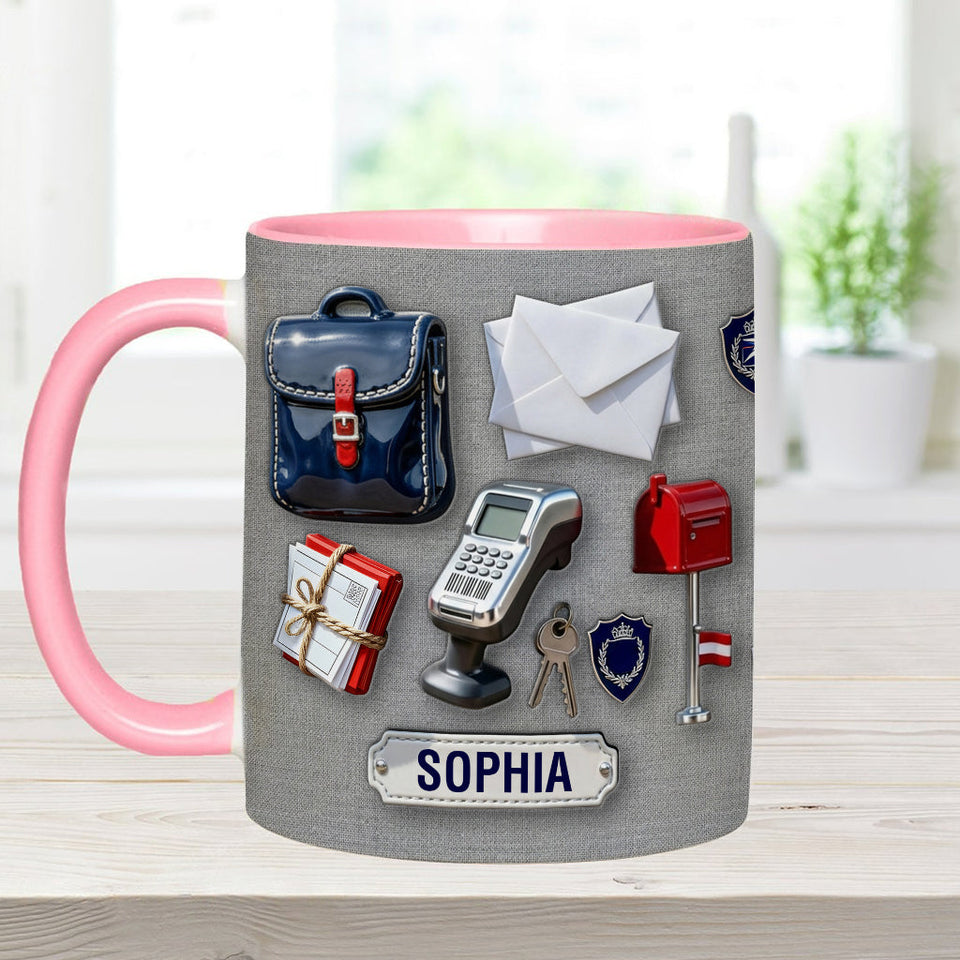 World Okayest Postal Worker - Personalized Postal Worker Accent Mug & Coaster