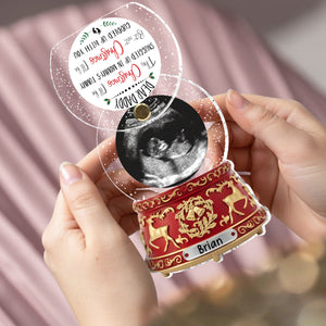Love From The Bump - Perfect Gift For Daddy-to-be - Crystal Snowball Music Box Ornament - Personalized Pregnancy Flip Ornament
