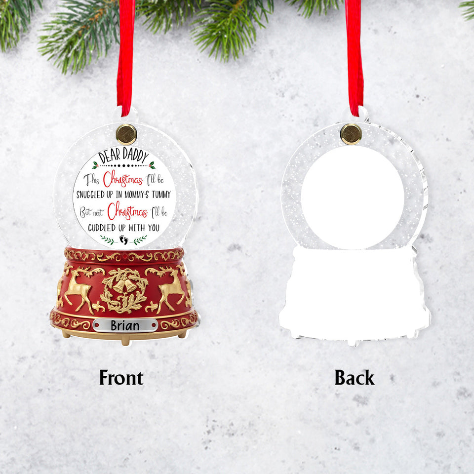 Love From The Bump - Perfect Gift For Daddy-to-be - Crystal Snowball Music Box Ornament - Personalized Pregnancy Flip Ornament