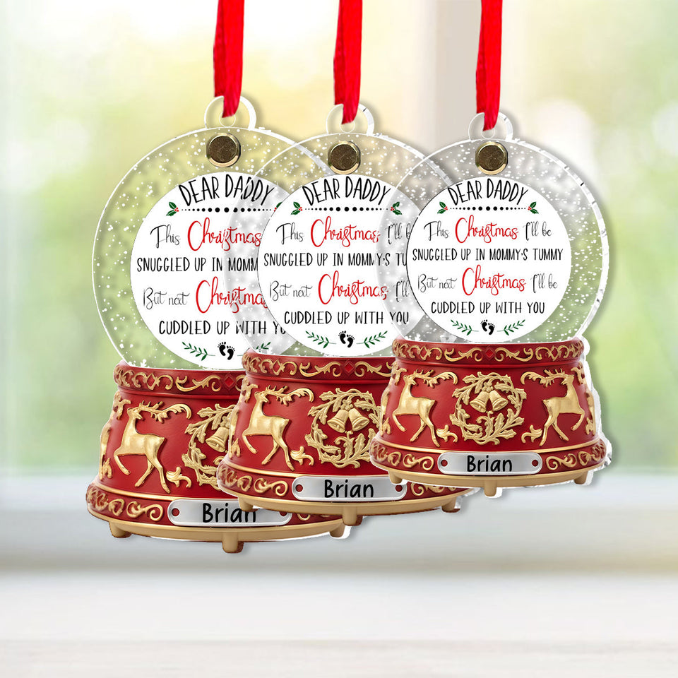 Love From The Bump - Perfect Gift For Daddy-to-be - Crystal Snowball Music Box Ornament - Personalized Pregnancy Flip Ornament