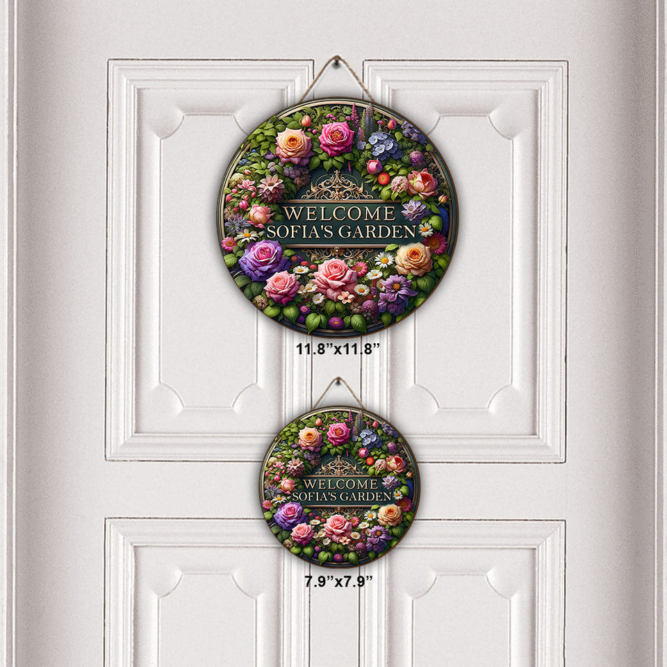 Welcome To My Garden - Personalized Gardening Round Wood Sign