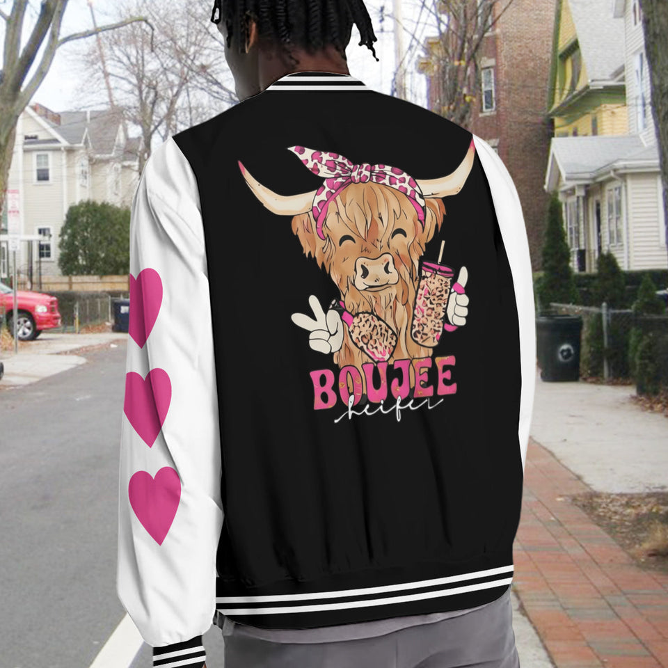 Love Highland Cow - Personalized Highland Cow Varsity Jacket