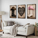 We Got This, Farmhouse Decoration, Cowboy Cowgirl Couple - Personalized Western Outfit Poster & Canvas Set