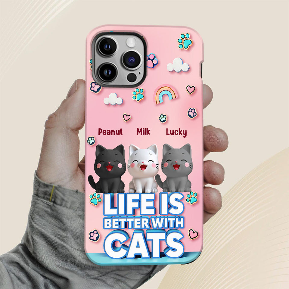 Life Is Better With A Cat - Personalized Cat Full Print Phone Case