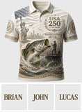 USA 250th Bass - Personalized Fishing Polo Shirt