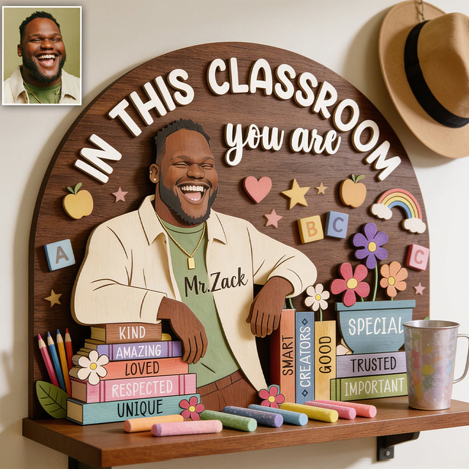 In This Classroom You Are - Personalized Teacher Wooden Floating Shelf