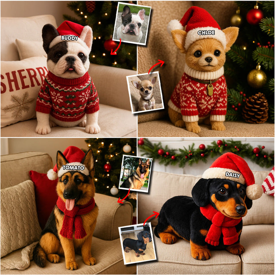 Pet Christmas - Personalized Dachshund Dog Faux Fur Shaped Pillow