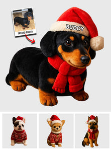 Pet Christmas - Personalized Dachshund Dog Faux Fur Shaped Pillow