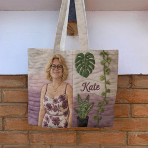 Custom Any Photo Love Plants - Personalized Gardening Quilted Tote Bag
