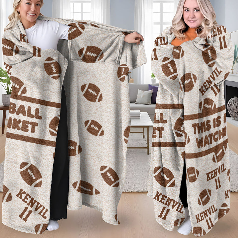 This Is My Football Watching Blanket - Personalized Football Wearable Blanket