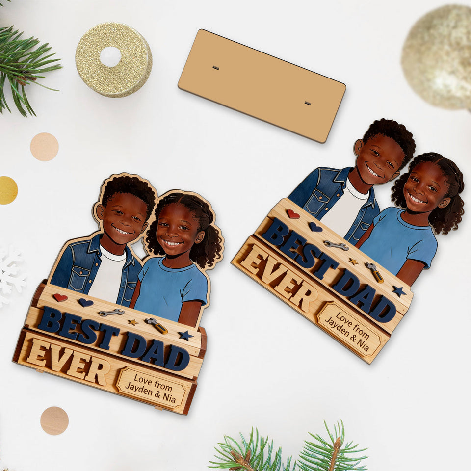 Father's Day Gift For Dad, Grandpa - Personalized Father 2 Layered Big Freestanding