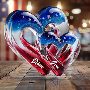 Two Hearts One Love - Personalized Couple Custom Shaped Acrylic Plaque