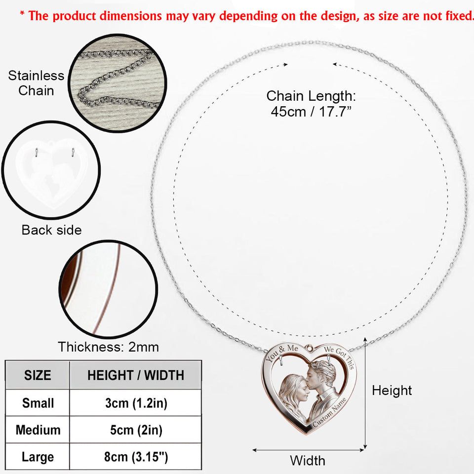 Custom Pendant Necklace From Any Photo - Personalized Couple Shaped Metal Pendant Necklace
