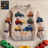 Construction Vehicles - Personalized Kid Ugly Sweater