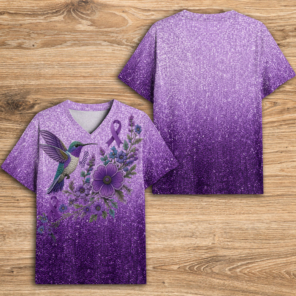 Alzheimer’s Awareness Month - Personalized Alzheimer Awareness Fully Printed V-Neck T-Shirt