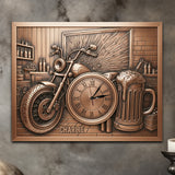 Garage Decoration - Personalized Biker LED Light Wall Clock