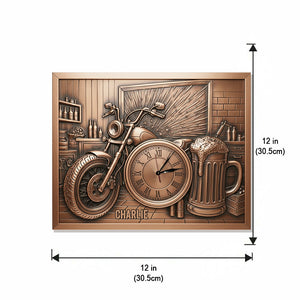 Garage Decoration - Personalized Biker LED Light Wall Clock