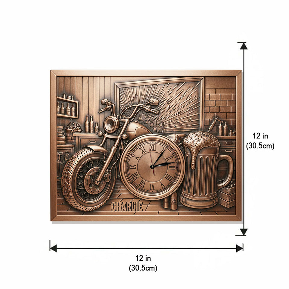 Garage Decoration - Personalized Biker LED Light Wall Clock