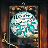 I Love You To The Beach And Back - Personalized Couple Custom Shaped Wood Sign