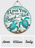 I Love You To The Beach And Back - Personalized Couple Custom Shaped Wood Sign