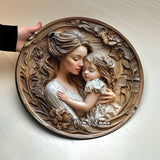 Mother And Daughter - Personalized Mother Round Wood Sign