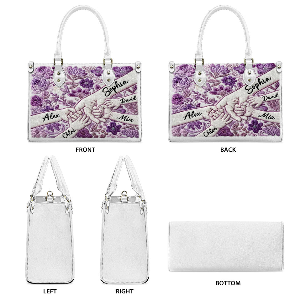 Flower Gift For Mom - Personalized Mother Leather Handbag