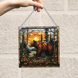 Forest Bear - Personalized Bear Window Hanging Suncatcher Ornament
