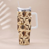 Western Pattern - Personalized Western Outfit Rhinestone Tumbler With Plush Charm