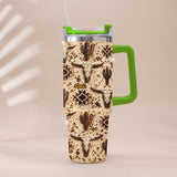 Western Pattern - Personalized Western Outfit Rhinestone Tumbler With Plush Charm