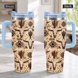 Western Pattern - Personalized Western Outfit Rhinestone Tumbler With Plush Charm