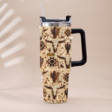 Western Pattern - Personalized Western Outfit Rhinestone Tumbler With Plush Charm