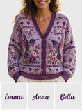 Purple Humming Bird - Personalized Hummingbird Cardigan Sweater