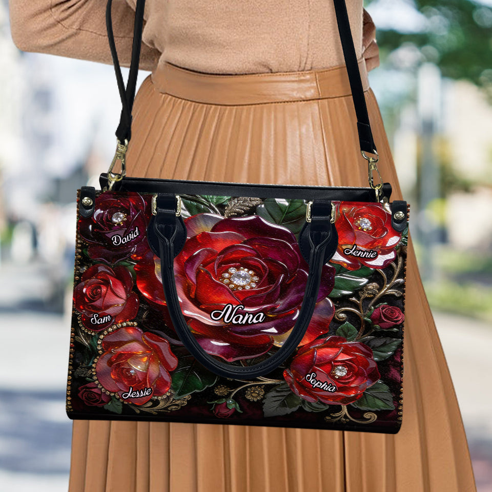 My Garden Gift For Mom, Grandma - Personalized Mother Leather Handbag