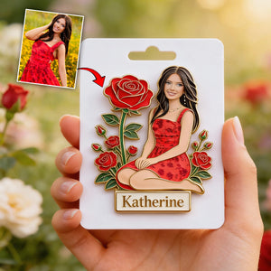 Custom Any Photo Birth Month Flower - Personalized Self Love Pin