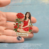 Custom Any Photo Birth Month Flower - Personalized Self Love Pin
