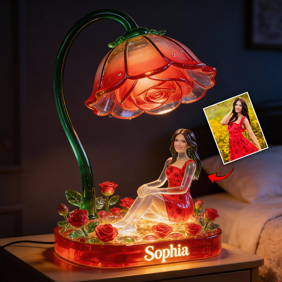 Custom Any Photo Birthmonth Flower - Personalized Self Love Acrylic LED Night Light