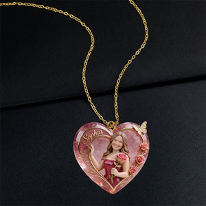 Any Photo Birth Stone Style - Personalized Birth Stone Shaped Metal Pendant Necklace