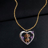 Any Photo Love My Pet Custom Flower - Personalized Dog Shaped Metal Pendant Necklace