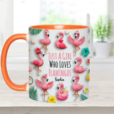 Just A Girls Who Love Famingos - Personalized Flamingo Accent Mug
