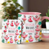Just A Girls Who Love Famingos - Personalized Flamingo Accent Mug