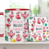 Just A Girls Who Love Famingos - Personalized Flamingo Accent Mug