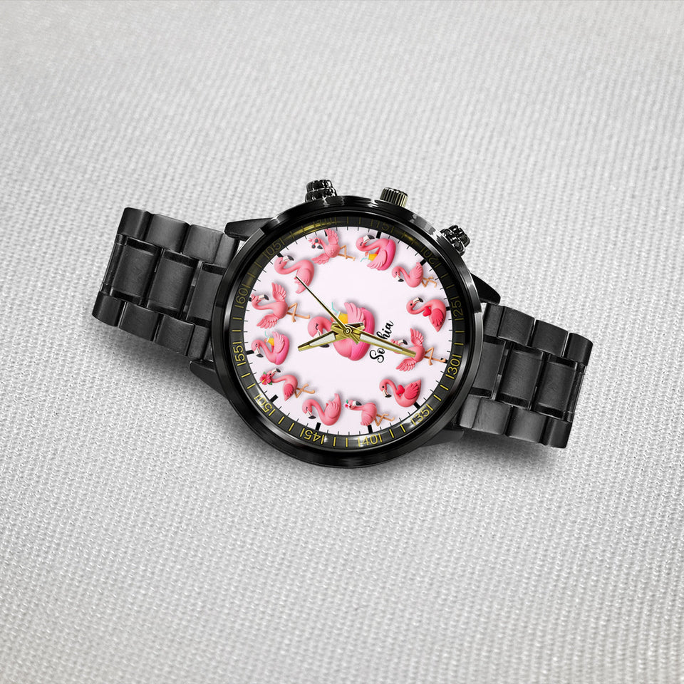 Love Flamingos - Personalized Flamingo Hand Watch