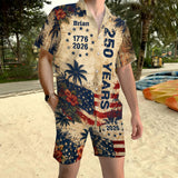 250 Years Vintage US Independence Day Aloha Shirt & Pants Set - Personalized Independence Day/ 4th of July Hawaiian Shirt & Men Shorts
