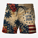 250 Years Vintage US Independence Day Aloha Shirt & Pants Set - Personalized Independence Day/ 4th of July Hawaiian Shirt & Men Shorts